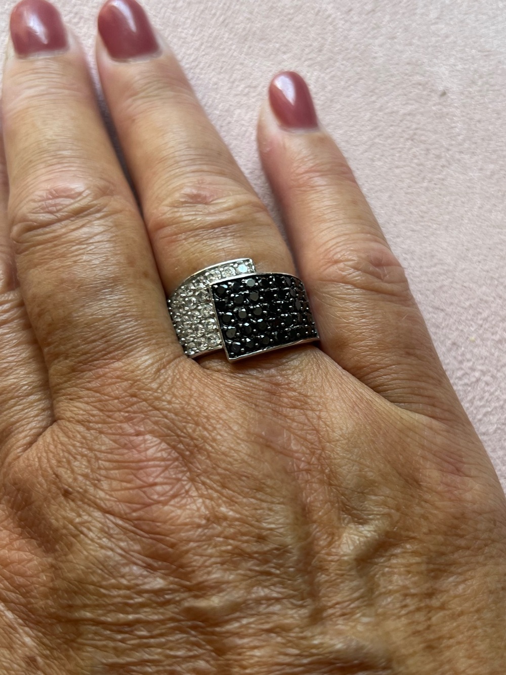 Pavé Two-Tone Black & White Crystal Ring